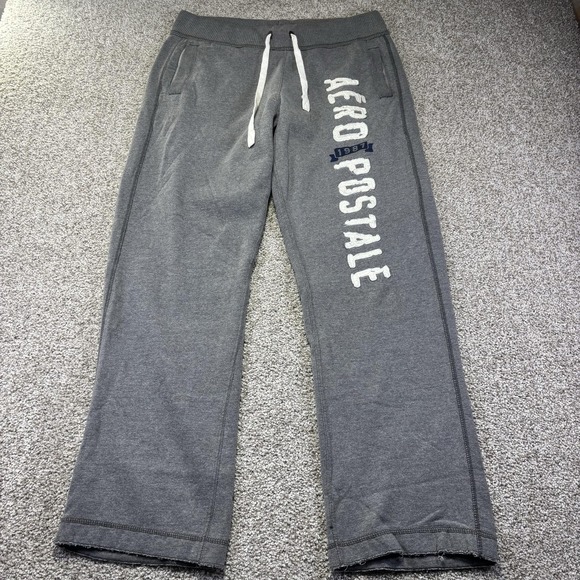 Aéropostale Pants - Aeropostale Sweatpants Womens Medium Gray Fleece Logo Pants Drawstring Y2K Fem